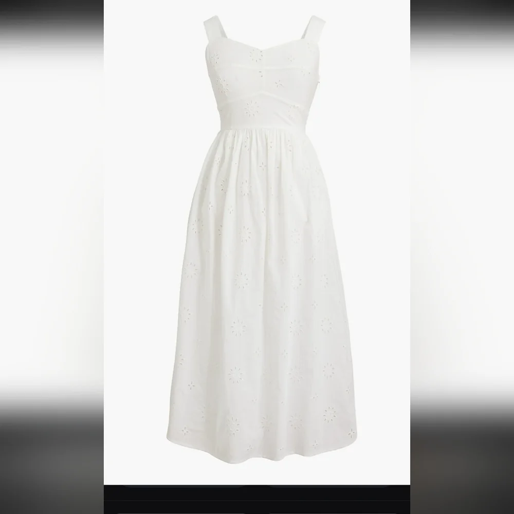 J. Crew White Eyelet Midi Dress